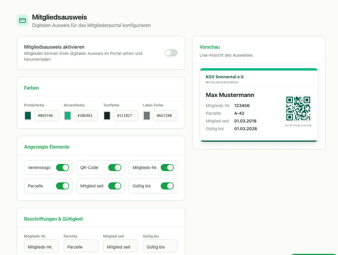Laubenmeister Ansicht Mitgliedsausweis