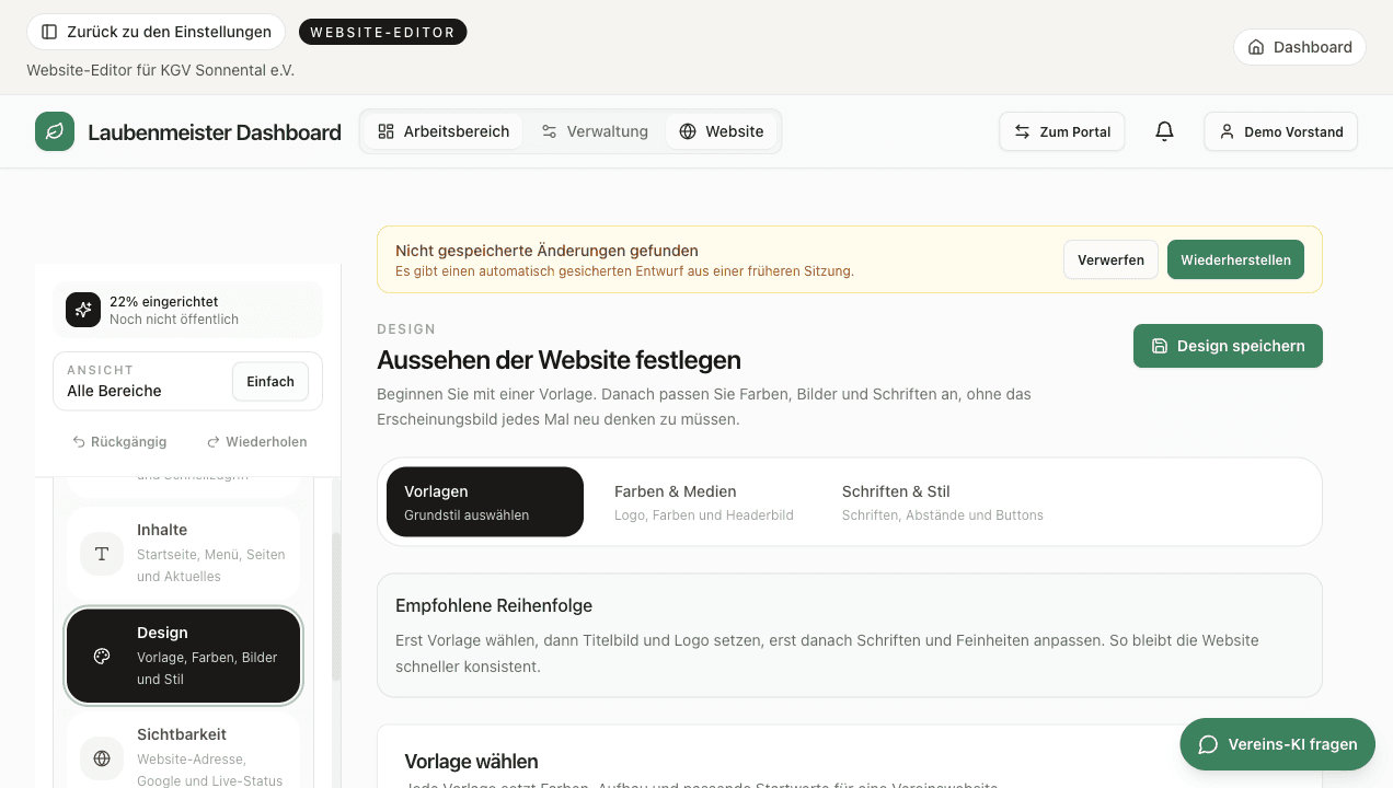 Laubenmeister Ansicht Design und Vorlage